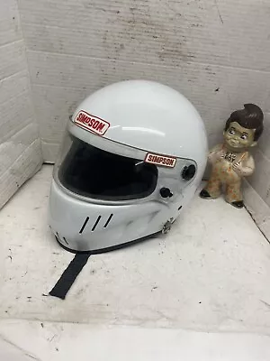 Vintage 1990 Simpson SX-6 Indy Racing Helmet SA90 Snell Small White Minor Nicks • $279