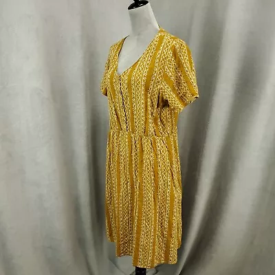 Mikarose Dress Womens XXL Yellow White Shift 2XL Lined • $23.99
