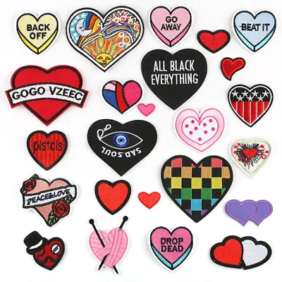 Heart DIY Embroidered Sew Iron On Badge Patches Clothing Fabric Applique Crafts • £2.99