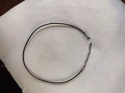 $40 • Buy Genuine Pandora Sterling Silver Black Leather Necklace 45cm 590397BK Retired