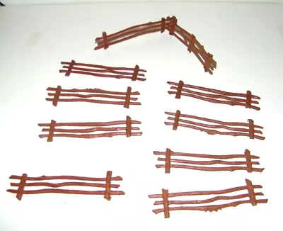 Vintage Marx Plastic Brown Split Rails Wooden Fence Lot Of 10 Sections Excellent • $13.45