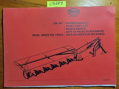 $20 • Buy Vicon Greenland CM247 Series 14063 Disc Mower Parts Manual 70.009.177