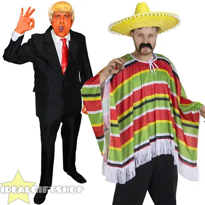 Mens President + Mexican Man Fancy Dress Pair Couples Costume Funny Novelty • £43.99