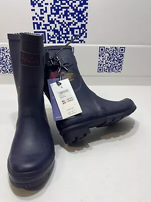 Joules Molly Welly Navy Sausage Dog Rubber Rain Calf Boots Blue BuckleNWT Size 7 • $50