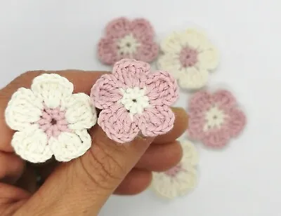 £5.50 • Buy Handmade Flowers, Crocheted Light Pink & Cream Flowers Sewing Applique, Wedding 