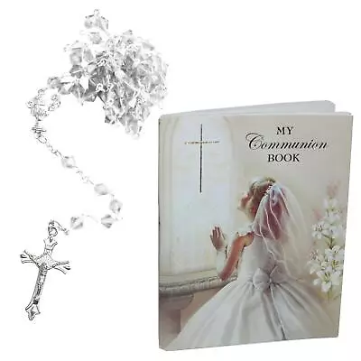 First Holy Communion Gift Set Prayer Book And Rosary Beads - Girl / Clear C6042 • £8.39