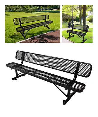 8FT Outdoor Garden Bench Metal Park Bench For 3-4 People With Backrest Anti-Rust • $696.99