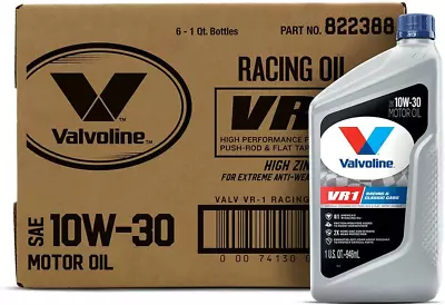 6-PACK Valvoline VR1 Racing SAE 10W-30 High Performance High Zinc Motor Oil1 QT • $52.61