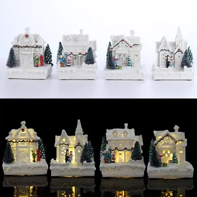 Christmas Decoration Village Small Snowy House Scene Light Up Deco Ornament Home • £10.99