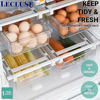 $35.99 • Buy 2/4x Lecluse Refrigerator Storage Rack Fridge Organizer Drawer Egg Kitchen Box
