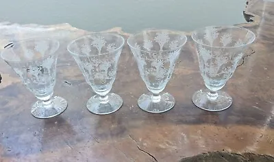 $19.90 • Buy Vintage Etched Glass Morgantown Mayfair Glasses 4.25  Set Of 4