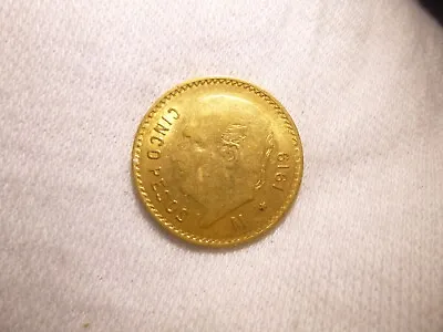 1919 5 Pesos Cinco Pesos Mexico Gold Coin • $350