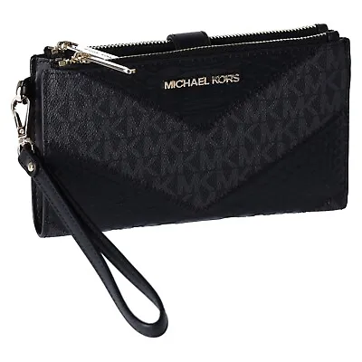 Michael Kors Jet Set Travel Large Double Zip Wallet MK Black Multi Python • $98