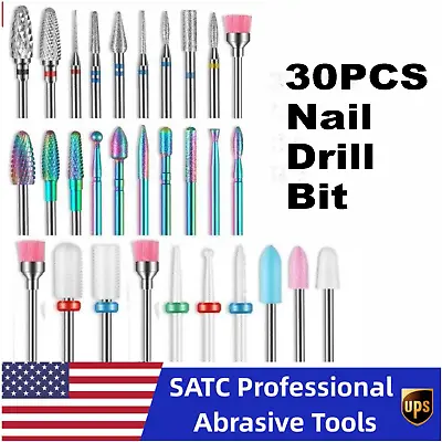 30PCS Nail Drill Bit Ceramic Diamond Cuticle Efile Carbide Remover For Nail Tool • $17.49