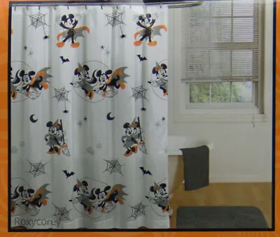 $49.99 • Buy Disney Halloween Mickey & Minnie Mouse Fabric Shower Curtain 72x72 NWT