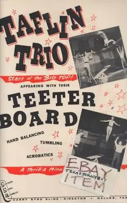 C1940s Poster TAFLIN TRIO Gymnist ACROBAT Tumbling TUMBLE Gymnastic TEETER BOARD • $41.30