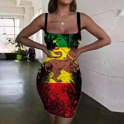 New Arrival....Jamaican Colour Reggae Lion Print Dress..Size....10-12 • £23.99