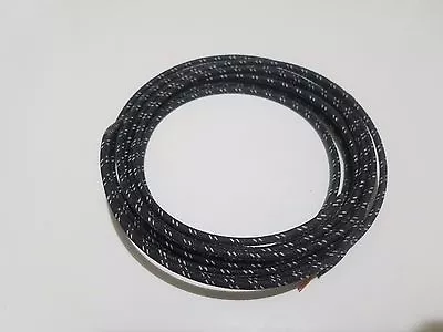 10 Feet Vintage Braided Cloth Covered Primary Wire 18 GA Gauge Black W/ White • $5.28