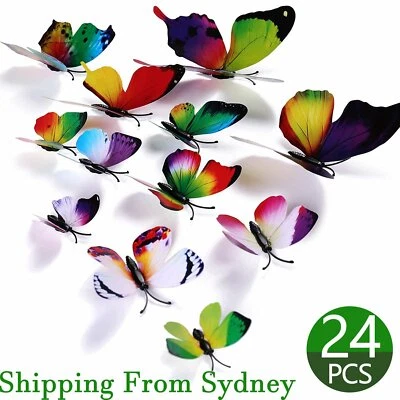 $5.18 • Buy Magnets Rainbow 3D Butterfly Wall Removable Stickers Decals Kids Art Nursery 24X