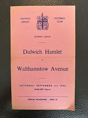 1.9.1956. Dulwich Hamlet V Walthamstow Avenue (Isthmian League). • £3.50