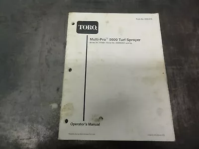 TORO Multi-Pro 5600 Turf Sprayer Operator's Manual   3350-419 • $20