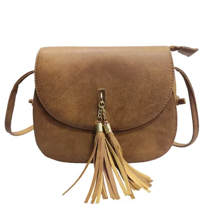 Womens Designer Style Cross Body Bag Ladies Shoulder Bag Girls With Tassel • £9.50