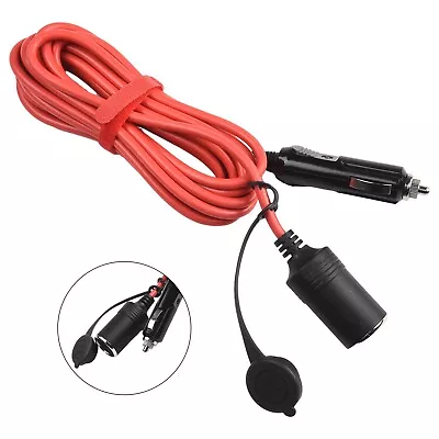 Car Extension Cord Adapter Red Black 12V 3 6m Cable Male Female Plug Socket • £19.26