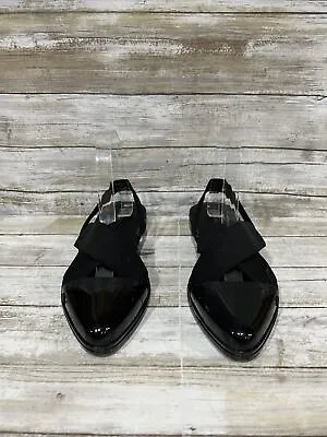 Melissa Women’s Black Pointy Toe Slip On Cross Strap Flat Sandal Shoes Sz 8 • $33.98