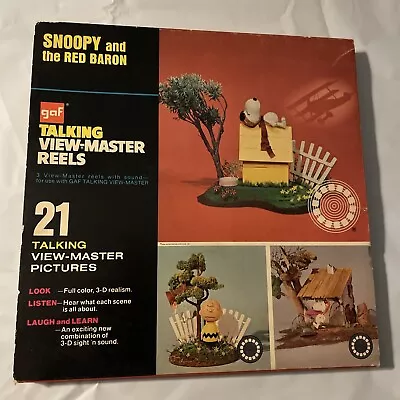 Talking View-Master Snoopy And Red Baron Peanuts 3 Reel Boxed Set AVB544 Vintage • $20
