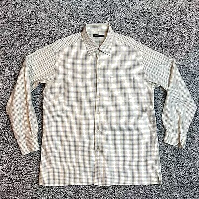 Ermenegildo Zegna Shirt Mens 2XL XXL White Plaid Button Up Long Sleeve Adult • $30.43