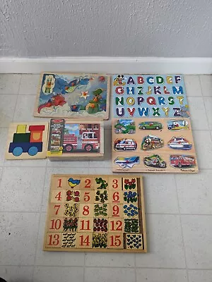 Assorted Wooden Kids Puzzles Multiple Brands Lot Of 6 • $12.99