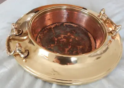Classic / Vintage 17” Spanish Brass And Hammered Copper Brazier Bowl Coal Heater • $55.95