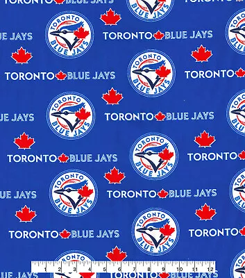 MLB TORONTO BLUEJAYS - BLUE LOGO 100% Cotton Fabric 1/4 Yd 9  X 58  • $3.25