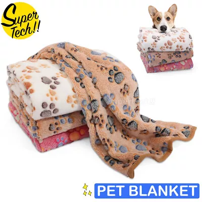 Pet Mat Paw Print Cat Dog Puppy Fleece Soft Pet Blanket Bed Cushion SML Size • $14.90