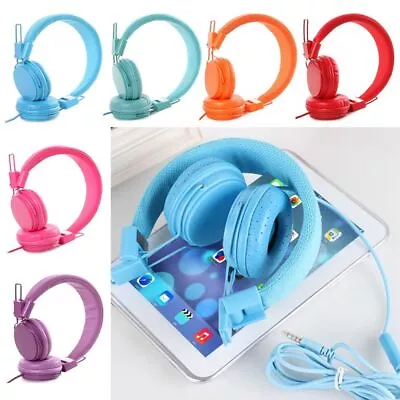 Portable Kids Wired Ear Headphones Stylish Headband Earphones For IPad Tablet • £9.09