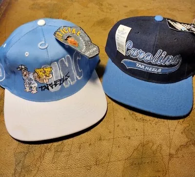 2 Vintage Carolina Tar Heels Snapback Hat Lot NOS Starter NC Sports Flintstones  • $120