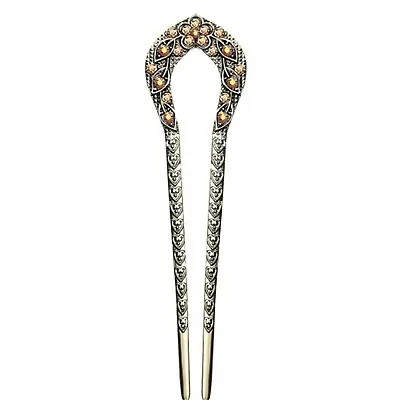 $9 • Buy Gold & Iridescent Jeweled Antique Vintage Style Metal Hair Pin, Hair Fork.  NEW