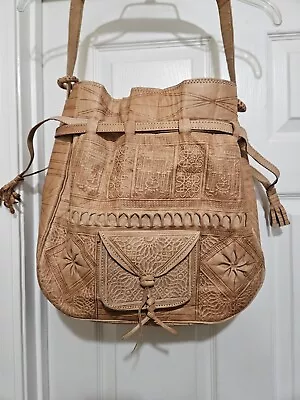 Boho Large Fringe Crossbody Purse Handmade Moroccan Leather Fringe Bag Tote • $32