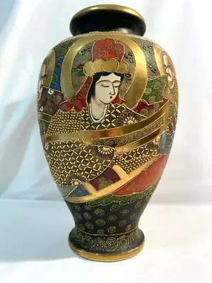 Antique Large Satsuma Japanese Moriage Moriyama Vase With 7 Immortals - Signed • $130