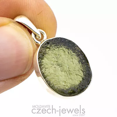 3.54g Moldavite Tektite Genuine Rough In Silver Frame .925 Pendant #VS29 • $106