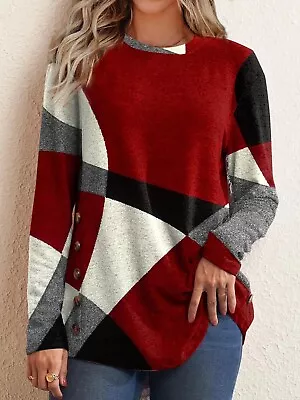 Womens Tee T Shirts Ladies Long Sleeve Pullover Tops Tunic Blouse Plus Size 6-24 • £12.61