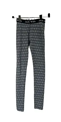 Jack Wills Sz 0 Women Blue Snowflake Pattern Elastic Waist Pull On Knit Leggings • £3.85