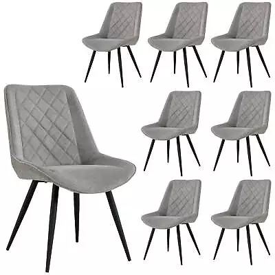 Helenium Dining Chair Set Of 8 Fabric Seat With Metal Frame - Granite • $1614.60