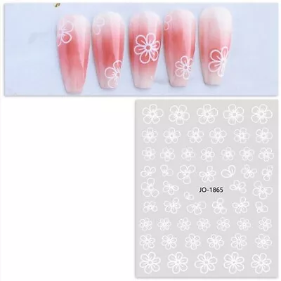 Nail Art Stickers Transfers Decals White Spring Flowers Fern Daisy Daisies J1865 • £2.05