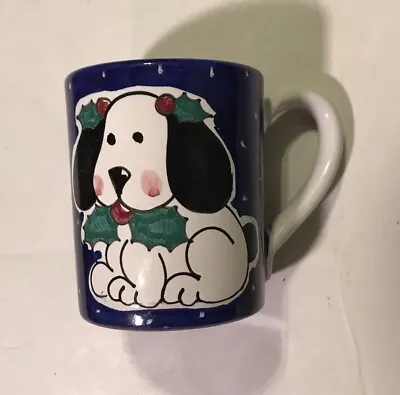 Deruta Ceramic Christmas Puppy Hand Painted Mug 16 Oz.!! • $19