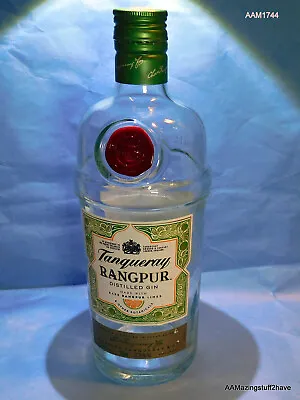 Tanqueray Rangpur Lime Gin Bottle EMPTY 750ml W/ Lid Clear Green Tinted Glass Bo • £2.87