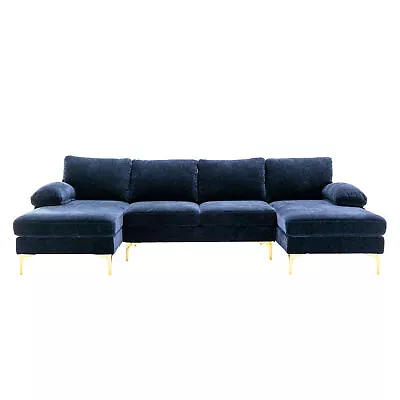 Modern 110 Inch U Shape Couch Sectional Sofa Set With 2 Chaise Metal Legs • $804.65