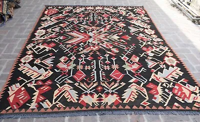 7x9 Geometric Caucasian Qafqaz Wool Kilim Rug Handmade Vintage Persian Area Rug • $449.50