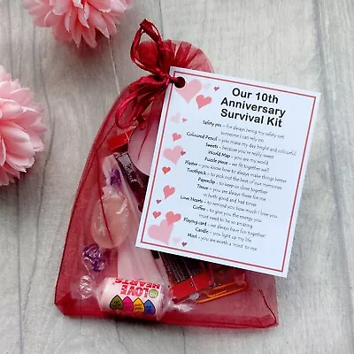 10th Anniversary Survival Kit Gift  - Novelty 10th Wedding Anniversary Gift • £6.95