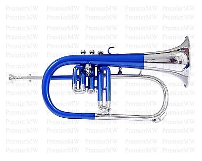 Sai Musical India Flugel Horn Bb 3 Valve Sliver Blue WITH CASE BB • $180.87